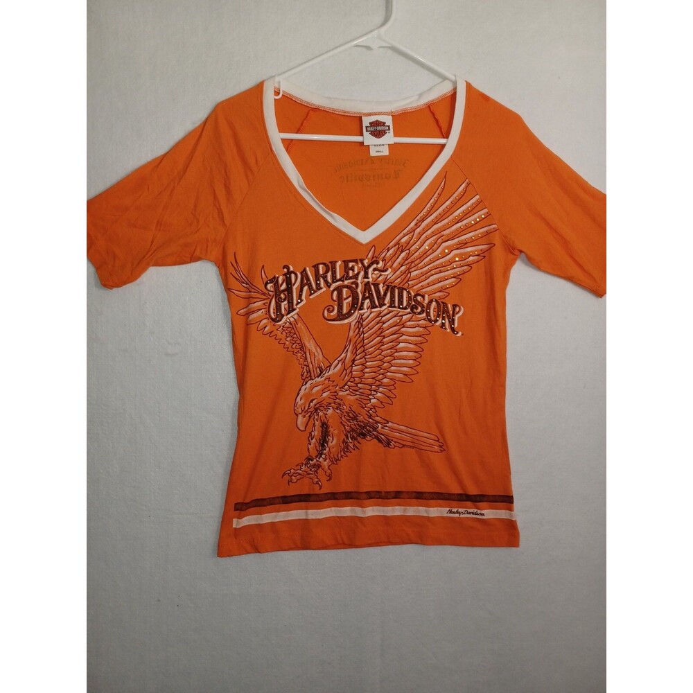 Harley-Davidson Womens Shirt HD Eagle Wings Bling v-neck Sz Small Louisville KY